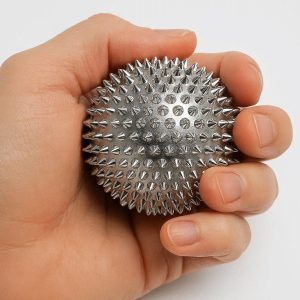 10 Magnetic Massage Ball for Hand Therapy and Stress Relief Spiky Metal Texture Roller for Finger Exercise and Better Circulation Silver