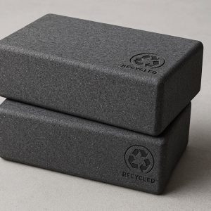 Recycled Foam Yoga Blocks Set of 2 Eco Friendly High Density Bricks for Sustainable Fitness and Stretching Soft Texture Charcoal Color
