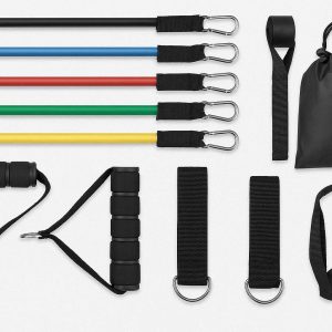 Resistance Band Set with Handles and Door Anchor 11 Piece Exercise Kit for Home Workouts Strength Training and Physical Therapy Tubes