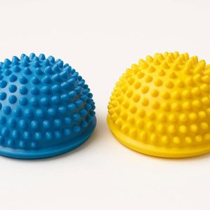 8 Hedgehog Style Half Massage Ball Set of 2 Balance Pods for Physical Therapy Foot Exercise and Core Stability Training Blue and Yellow