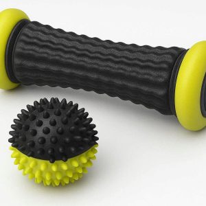 9 Foot Massage Roller and Ball Set for Arch Pain Relief and Reflexology Portable Handheld Tools for Travelers and Runners High Density